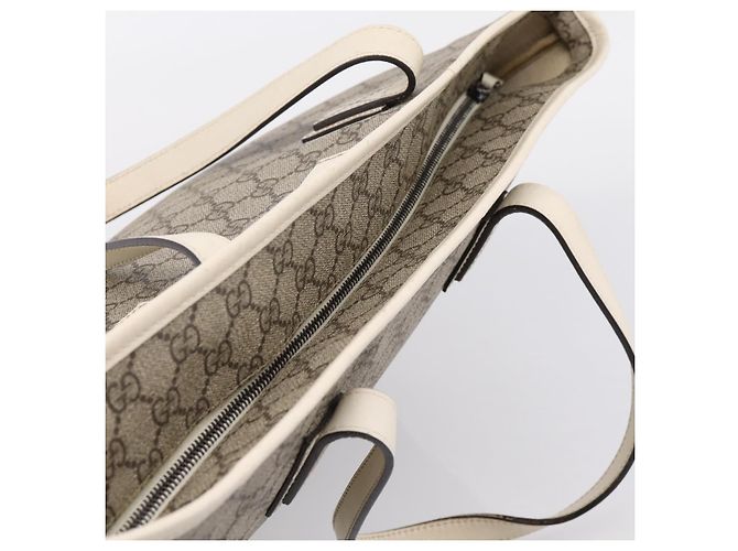 Borsa Tote GUCCI GG Supreme PVC Beige Silver 211137 Auth BA16169 Argento - vista 8