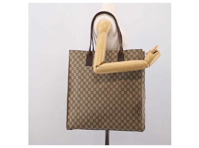 Borsa Tote GUCCI GG Supreme PVC Beige Silver 91250 Auth gh2381 Argento - vista 22