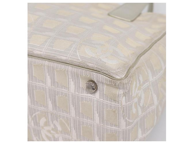 Borsa Tote CHANEL New Travel Line Canvas Beige Silver CC Auth ep16230 Argento - vista 14