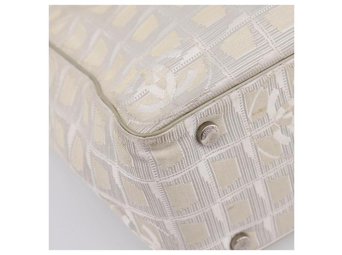 Borsa Tote CHANEL New Travel Line Canvas Beige Silver CC Auth ep16230 Argento - vista 15
