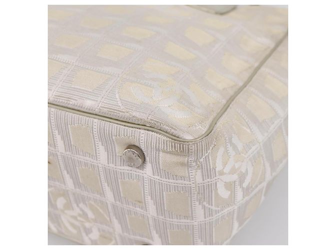 Borsa Tote CHANEL New Travel Line Canvas Beige Silver CC Auth ep16230 Argento - vista 16