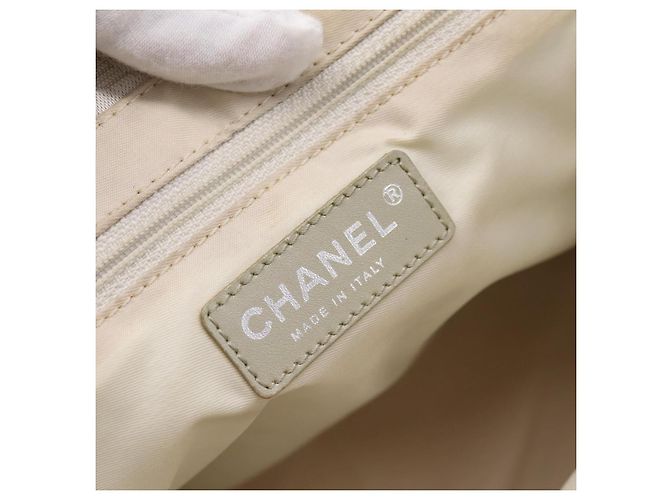 Borsa Tote CHANEL New Travel Line Canvas Beige Silver CC Auth ep16230 Argento - vista 17