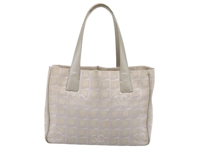 Borsa Tote CHANEL New Travel Line Canvas Beige Silver CC Auth ep16230 Argento - vista 2