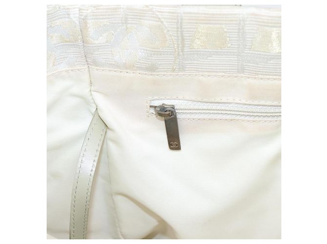 Borsa Tote CHANEL New Travel Line Canvas Beige Silver CC Auth ep16230 Argento - vista 20