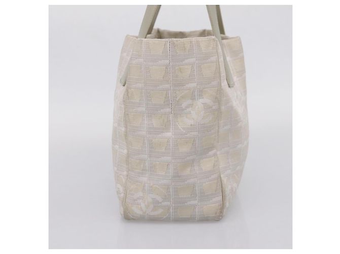 Borsa Tote CHANEL New Travel Line Canvas Beige Silver CC Auth ep16230 Argento - vista 3
