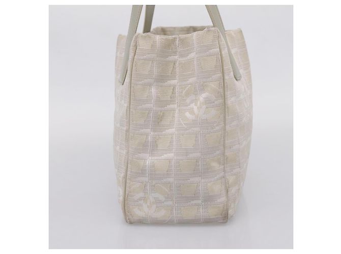 Borsa Tote CHANEL New Travel Line Canvas Beige Silver CC Auth ep16230 Argento - vista 4
