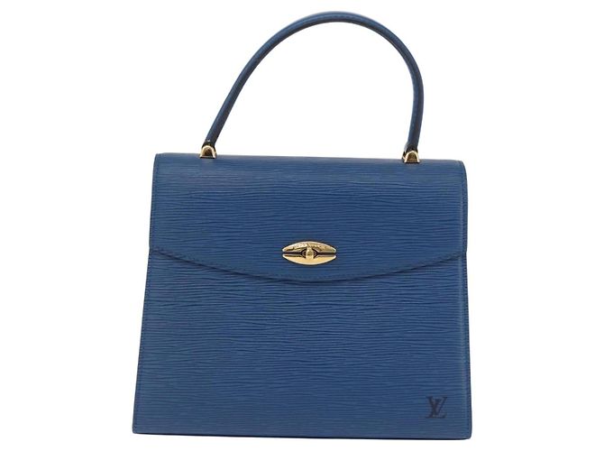 Borsa a mano LOUIS VUITTON Epi Malesherbes Blue M52375 LV Auth ka6399A - vista 13