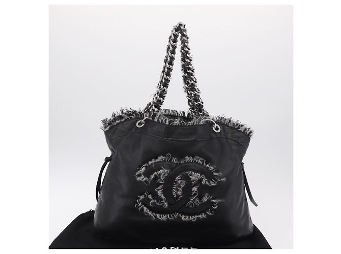 CHANEL COCO Mark Chain Tote Bag aus Leder Schwarz Silber CC Auth yk20951SAV - Ansicht 12
