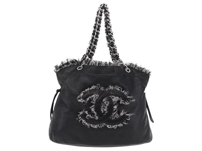 CHANEL COCO Mark Chain Tote Bag aus Leder Schwarz Silber CC Auth yk20951SAV - Ansicht 13