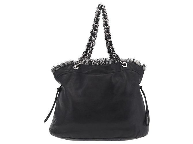 CHANEL COCO Mark Chain Tote Bag aus Leder Schwarz Silber CC Auth yk20951SAV - Ansicht 2