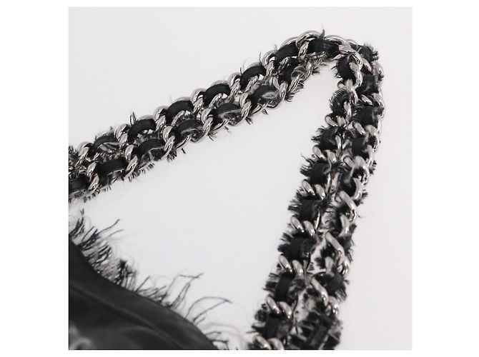 CHANEL COCO Mark Chain Tote Bag aus Leder Schwarz Silber CC Auth yk20951SAV - Ansicht 8