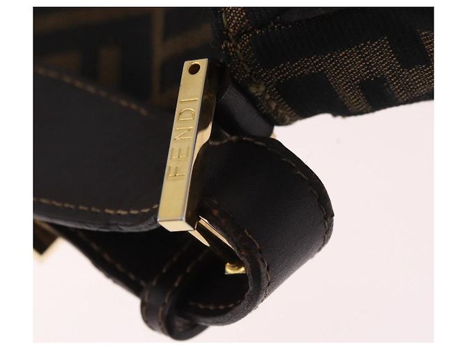 Bolso de hombro FENDI Zucca Canvas Marrón Negro Auth 206232A Castaño - vista 10