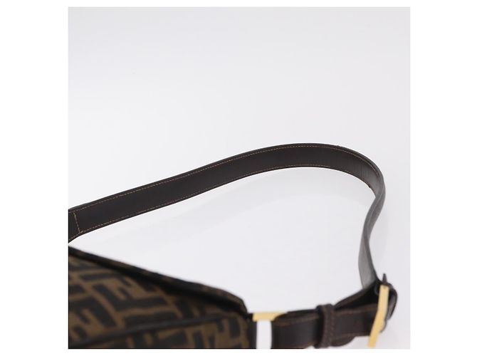 Bolso de hombro FENDI Zucca Canvas Marrón Negro Auth 206232A Castaño - vista 14