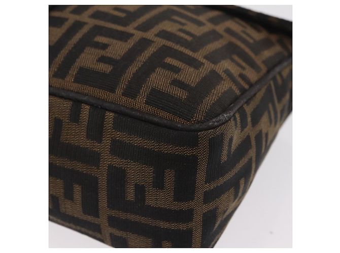 Bolso de hombro FENDI Zucca Canvas Marrón Negro Auth 206232A Castaño - vista 16