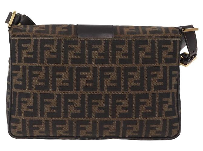 Bolso de hombro FENDI Zucca Canvas Marrón Negro Auth 206232A Castaño - vista 2