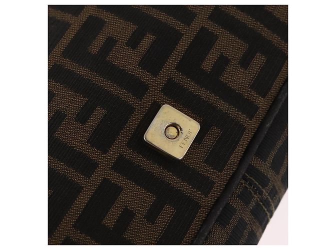 Bolso de hombro FENDI Zucca Canvas Marrón Negro Auth 206232A Castaño - vista 22