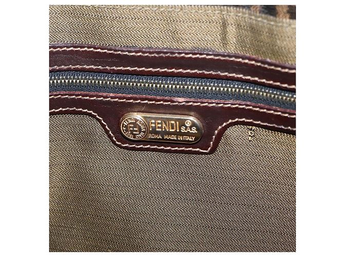 Bolso de hombro FENDI Zucca Canvas Marrón Negro Auth 206232A Castaño - vista 24