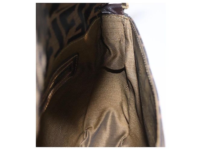 Bolso de hombro FENDI Zucca Canvas Marrón Negro Auth 206232A Castaño - vista 25