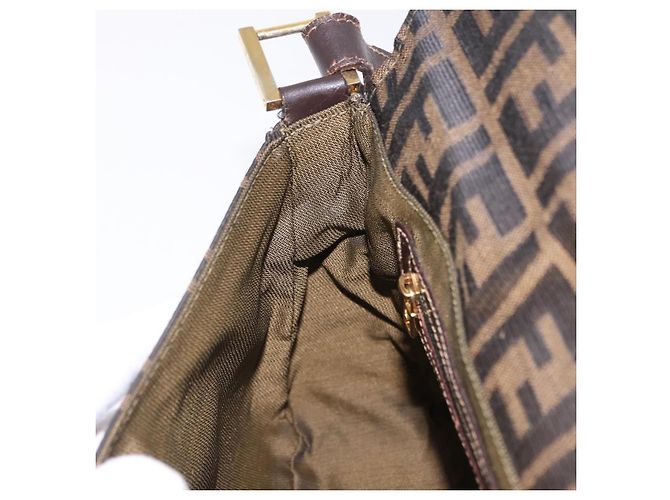 Bolso de hombro FENDI Zucca Canvas Marrón Negro Auth 206232A Castaño - vista 26