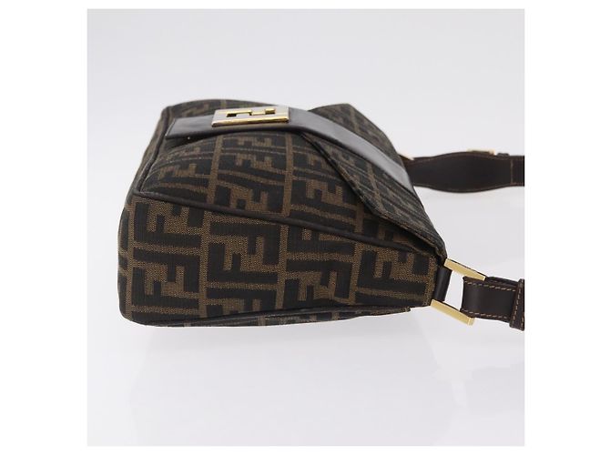 Bolso de hombro FENDI Zucca Canvas Marrón Negro Auth 206232A Castaño - vista 3