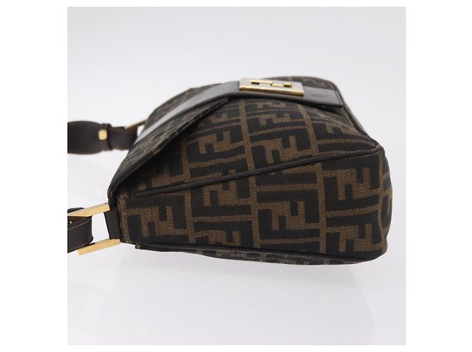 Bolso de hombro FENDI Zucca Canvas Marrón Negro Auth 206232A Castaño - vista 4
