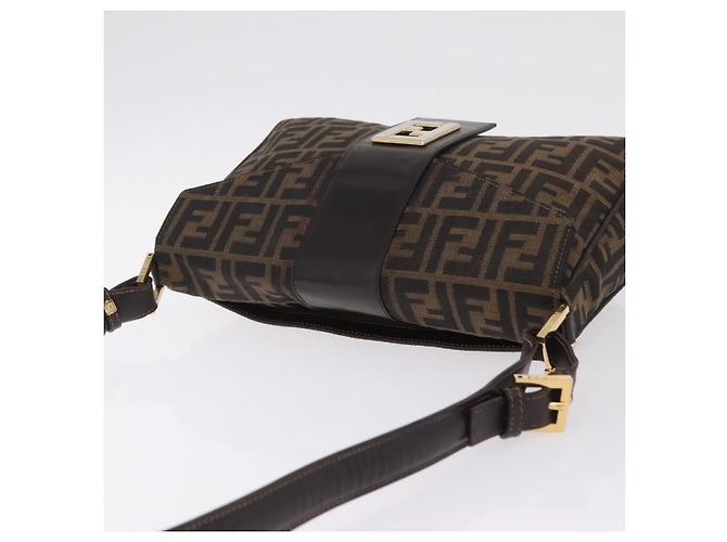 Bolso de hombro FENDI Zucca Canvas Marrón Negro Auth 206232A Castaño - vista 6