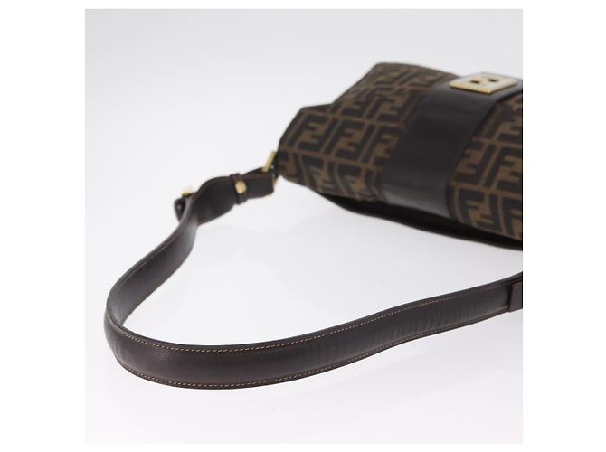 Bolso de hombro FENDI Zucca Canvas Marrón Negro Auth 206232A Castaño - vista 7