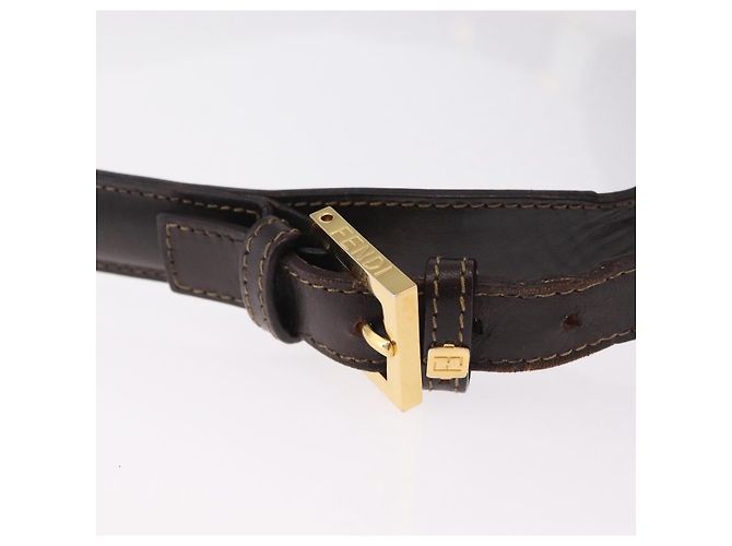 Bolso de hombro FENDI Zucca Canvas Marrón Negro Auth 206232A Castaño - vista 9