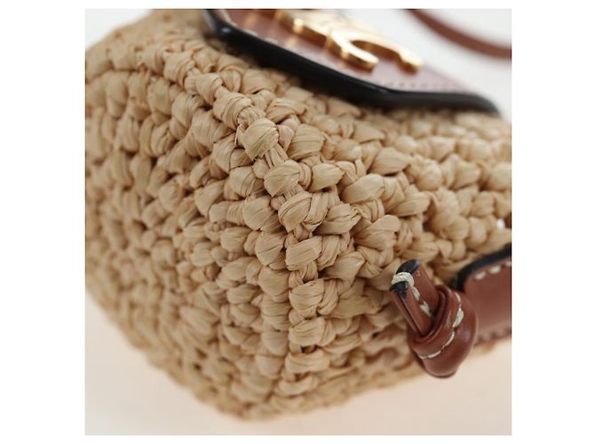 Céline CELINE Mini Shoulder Pouch Raffia 2way Beige Gold Auth 204431M Golden - Ansicht 16