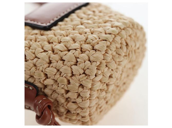 Céline CELINE Mini Shoulder Pouch Raffia 2way Beige Gold Auth 204431M Golden - Ansicht 17