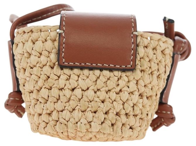 Céline CELINE Mini Shoulder Pouch Raffia 2way Beige Gold Auth 204431M Golden - Ansicht 2
