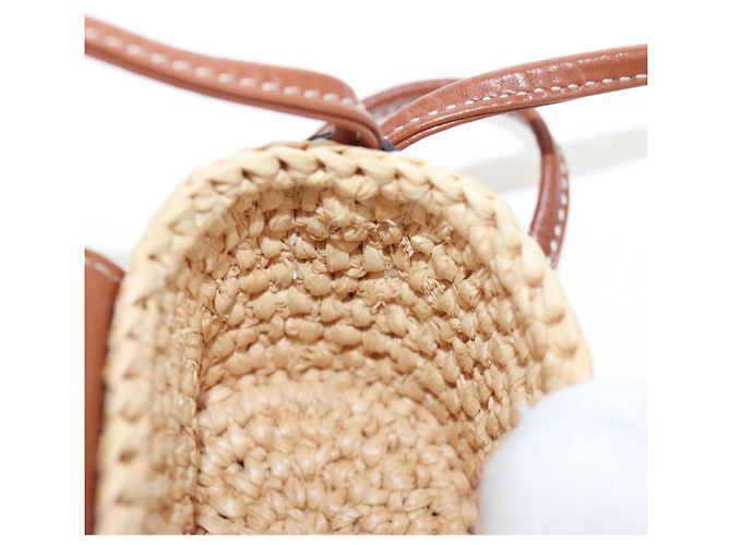Céline CELINE Mini Shoulder Pouch Raffia 2way Beige Gold Auth 204431M Golden - Ansicht 21
