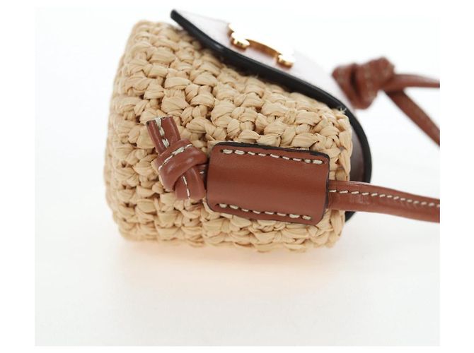 Céline CELINE Mini Shoulder Pouch Raffia 2way Beige Gold Auth 204431M Golden - Ansicht 4
