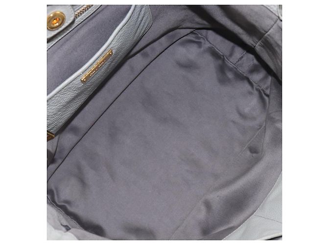 Miu Miu Handtasche Leder 2way Grau Gold Auth 206086V Braun Golden - Ansicht 10