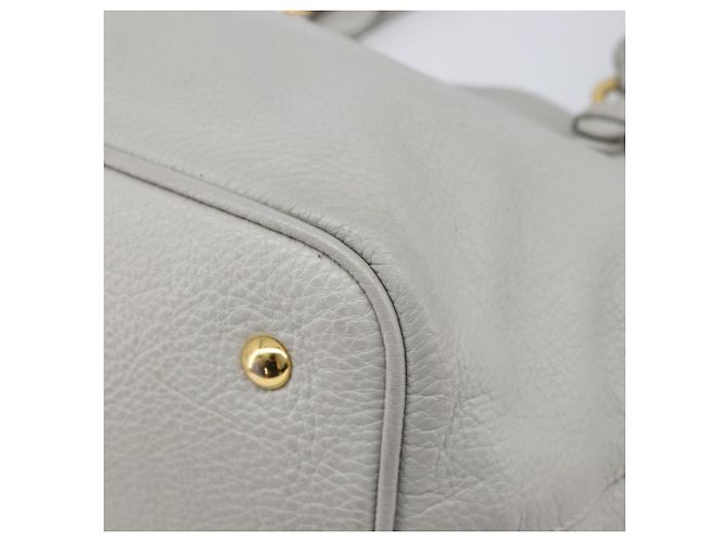 Miu Miu Handtasche Leder 2way Grau Gold Auth 206086V Braun Golden - Ansicht 14