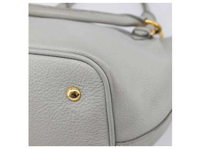 Miu Miu Handtasche Leder 2way Grau Gold Auth 206086V Braun Golden - Ansicht 16