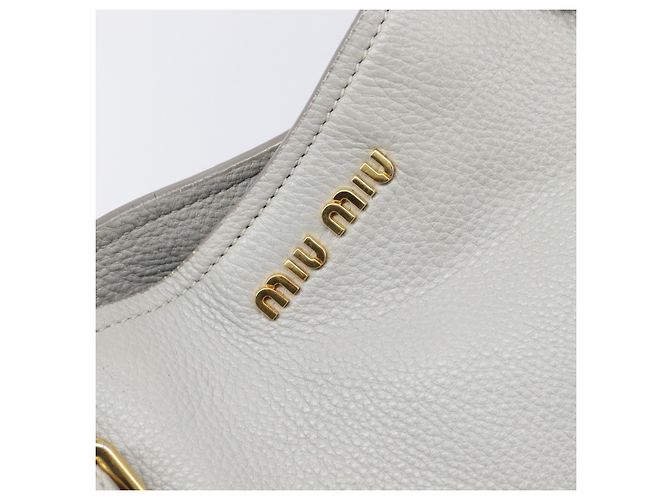 Miu Miu Handtasche Leder 2way Grau Gold Auth 206086V Braun Golden - Ansicht 18
