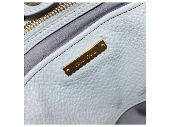 Miu Miu Handtasche Leder 2way Grau Gold Auth 206086V Braun Golden - Ansicht 19