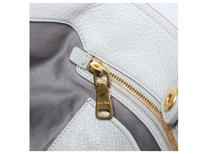 Miu Miu Handtasche Leder 2way Grau Gold Auth 206086V Braun Golden - Ansicht 22
