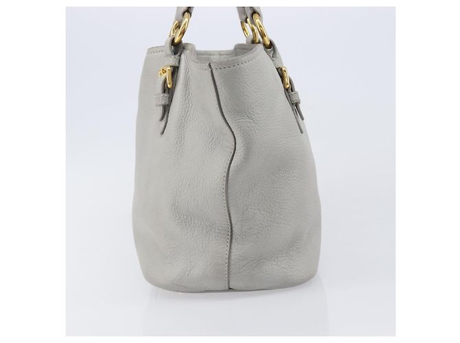 Miu Miu Handtasche Leder 2way Grau Gold Auth 206086V Braun Golden - Ansicht 3