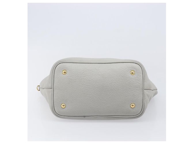 Miu Miu Handtasche Leder 2way Grau Gold Auth 206086V Braun Golden - Ansicht 5