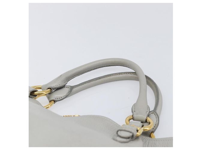 Miu Miu Handtasche Leder 2way Grau Gold Auth 206086V Braun Golden - Ansicht 8