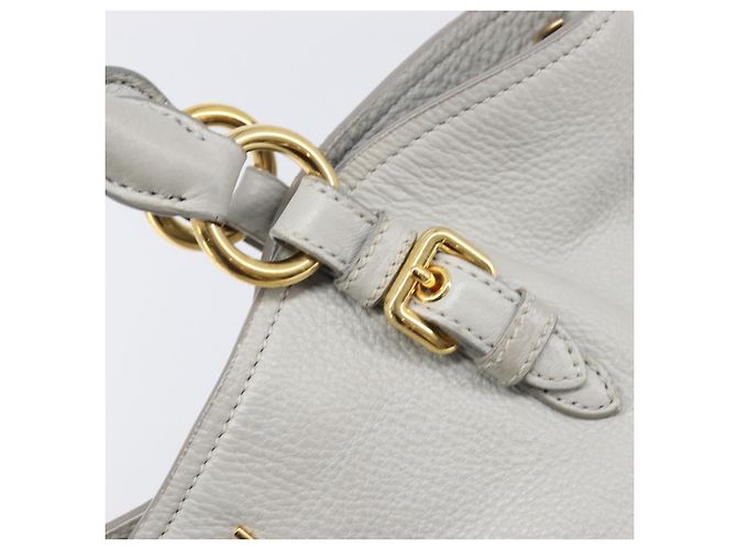Miu Miu Handtasche Leder 2way Grau Gold Auth 206086V Braun Golden - Ansicht 9