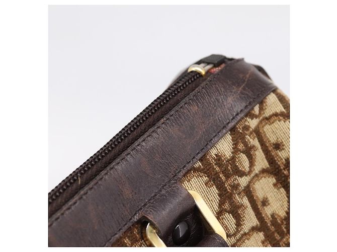 Borsa a mano Christian Dior Trotter Canvas Marrone Tono Oro Auth gh2402 - vista 10