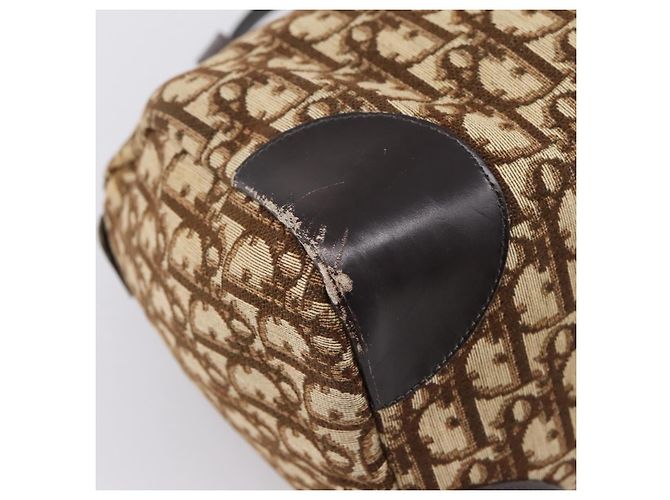Borsa a mano Christian Dior Trotter Canvas Marrone Tono Oro Auth gh2402 - vista 11