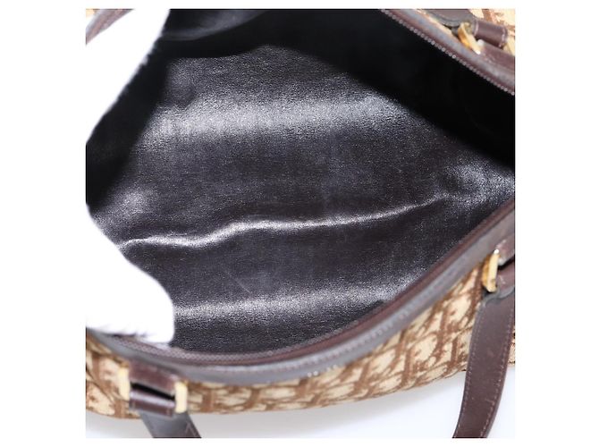 Borsa a mano Christian Dior Trotter Canvas Marrone Tono Oro Auth gh2402 - vista 12