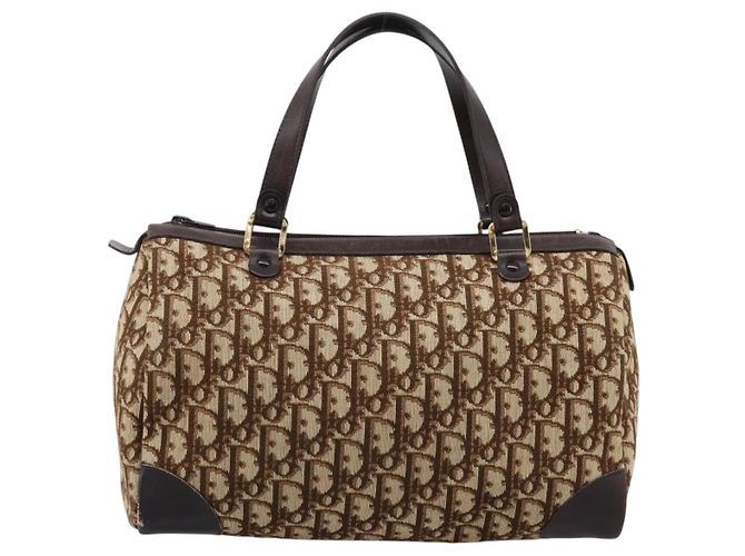 Borsa a mano Christian Dior Trotter Canvas Marrone Tono Oro Auth gh2402 - vista 13