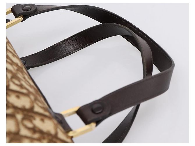 Borsa a mano Christian Dior Trotter Canvas Marrone Tono Oro Auth gh2402 - vista 14