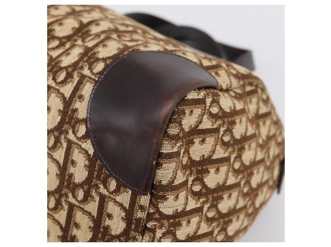 Borsa a mano Christian Dior Trotter Canvas Marrone Tono Oro Auth gh2402 - vista 15