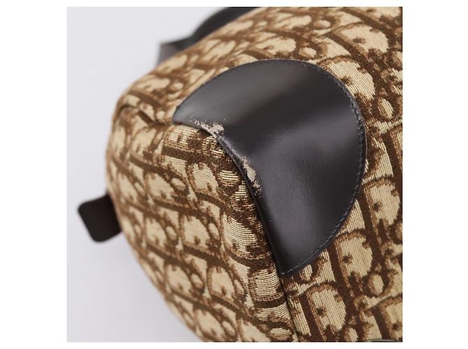 Borsa a mano Christian Dior Trotter Canvas Marrone Tono Oro Auth gh2402 - vista 16
